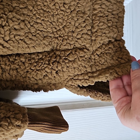 Aerie,NWT,Sherpa Fleece 1/4 Zip Pullover Teddy Sweater Long Sleeve Brown Size XS - Picture 5 of 12